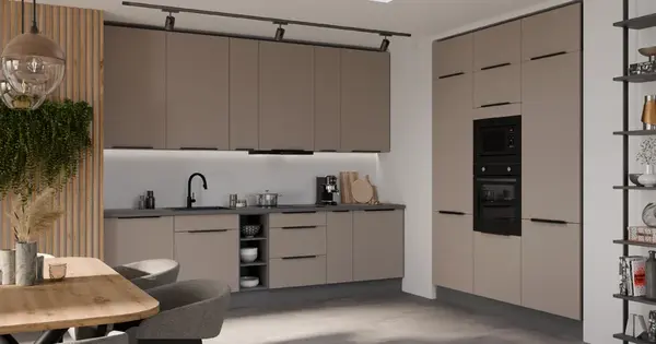 Kuchyňská linka 300x180 cm Aria ANT - Antracit + TA Sandgrau AFM