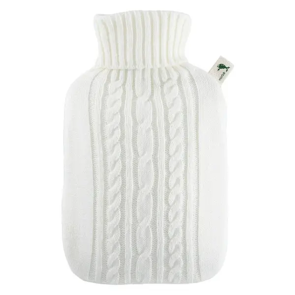 HUGO FROSCH Termofor s bílým pleteným obalem 1,8 l