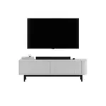 Meble Lindner TV stolek Aurora bílý matný 140 cm s černým kovovým rámem