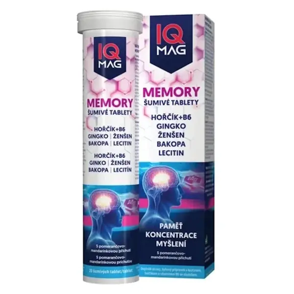 IQ MAG Memory pomeranč mandarínka 20 šumivých tablet