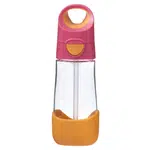 B.BOX Láhev na pití s brčkem růžová/oranžová 9m+ 450 ml
