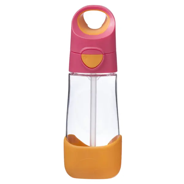 B.BOX Láhev na pití s brčkem růžová/oranžová 9m+ 450 ml