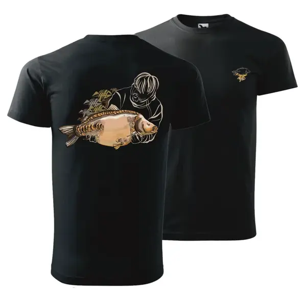 Giants fishing tričko pánské černé lysec s rybářem - s