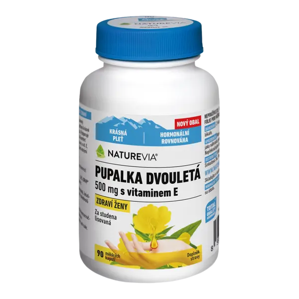NATUREVIA Pupalka dvouletá 500 mg + Vitamín E 90 kapslí