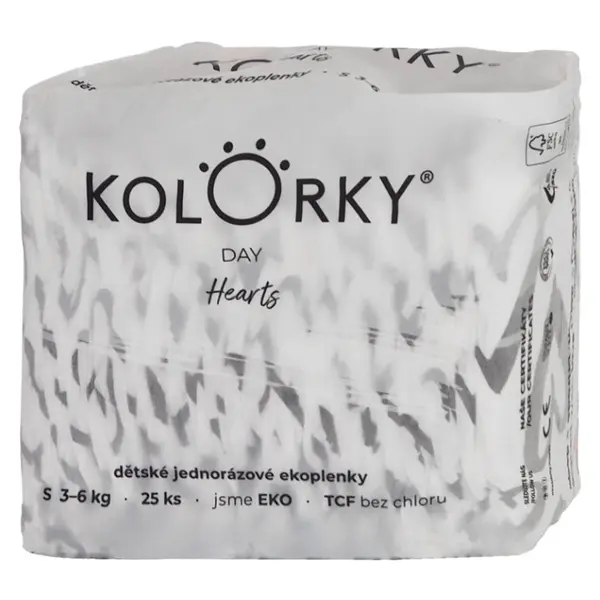 ﻿KOLORKY DAY Jednorázové EKO plenky srdce S (3-6 kg) 25 kusů