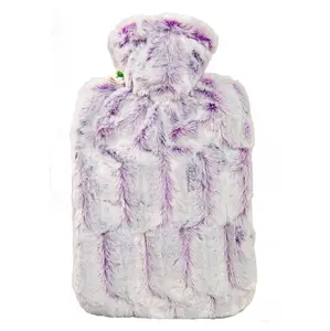 HUGO FROSCH Classic termofor s obalem z umělé kožešiny  s podšívkou fialovo stříbrný 1,8 l