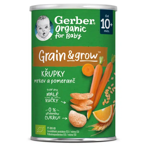 GERBER Křupky s mrkví a pomerančem BIO 35 g 10m+