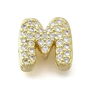 Rack Plating Brass Micro Pave Cubic Zirconia Letter Multi-Strand Links