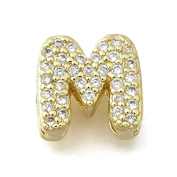 Rack Plating Brass Micro Pave Cubic Zirconia Letter Multi-Strand Links