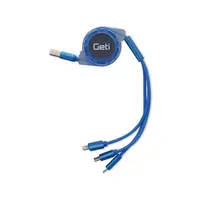 Kabel GETI GCU 03 USB 3v1 modrý samonavíjecí
