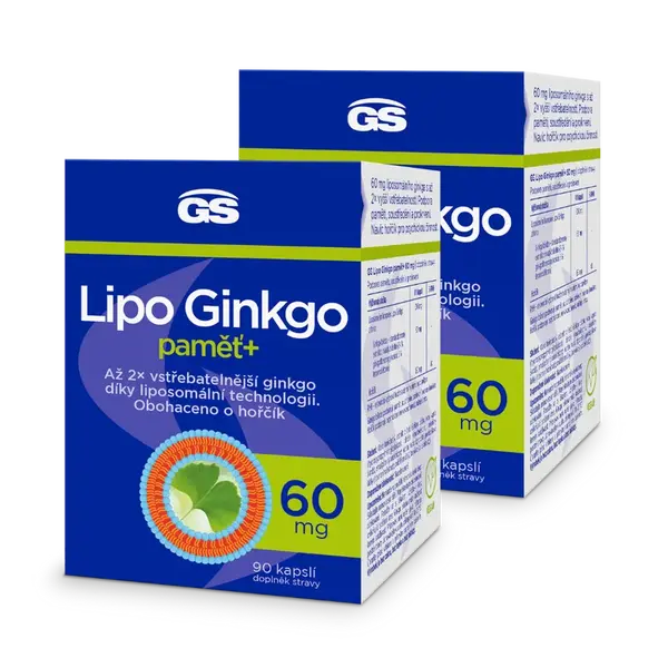 GS Lipo Ginkgo paměť+ 60 mg, 2 × 90 kapslí