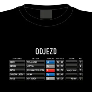 Tričko ODJEZD - jízdní řád legendárního večírku, L