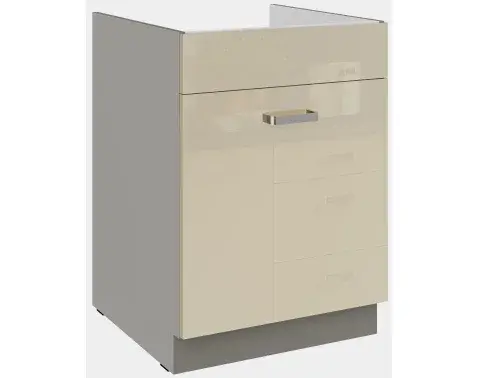 Kuchynská drezová skrinka Karmen 60ZL, 60 cm, šedá/krémová%
