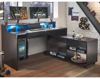 PC stôl s regálom a osvetlením Highscore 3, čierny%