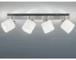 Stropné osvetlenie Tommy, 4 svietidlá, matný nikel/biela látka%