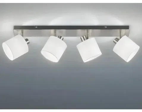 Stropné osvetlenie Tommy, 4 svietidlá, matný nikel/biela látka%