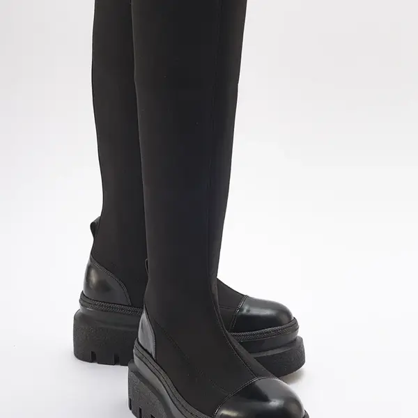 LuviShoes CELINE Women's Black Scuba Thick Soled Boots