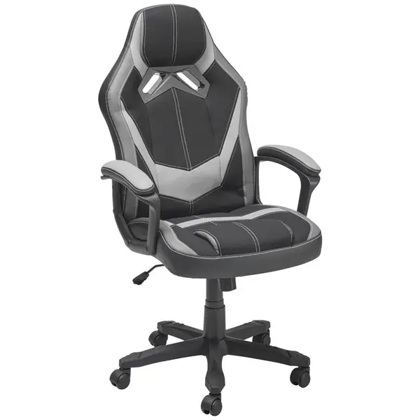 Livetastic HERNÍ ŽIDLE, vzhled kůže, mikrovlákno, šedá, černá