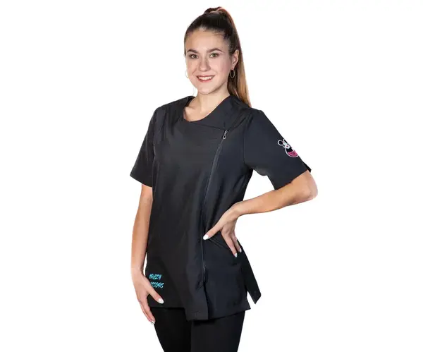 Kadernícka tunika na zips Crazy Scissors - čierna, XS + darček zadarmo