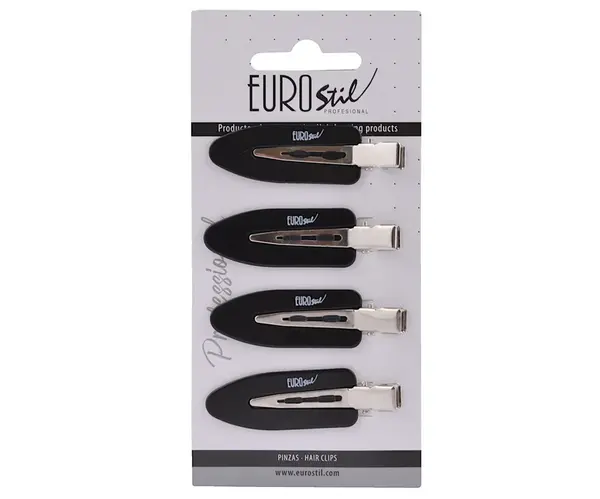 Sponky do vlasov s podložkami Eurostil Professional - 6 cm, čierne, 4 ks (06388)