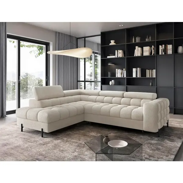 P & B ROHOVÁ SEDAČKA, textil, krémová