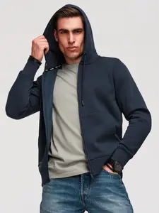 Ombre Men's unbuttoned BASIC sweatshirt - navy blue