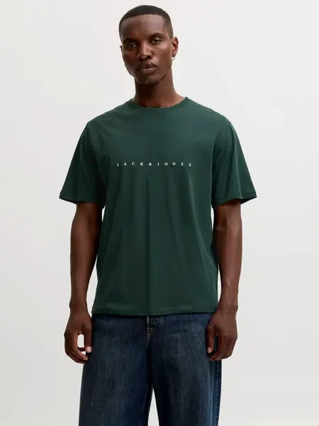 JACK & JONES Tričko 'JJEStar'  jedľová / biela