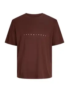 JACK & JONES Tričko 'JJEStar'  čokoládová / biela