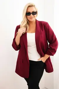 Elegantní plus size blejzr v bordó barvě