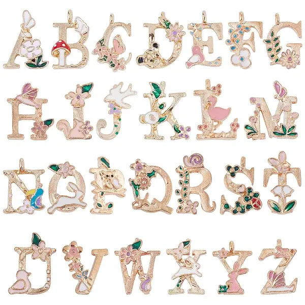 26Pcs 26 Style Alloy Enamel Pendants