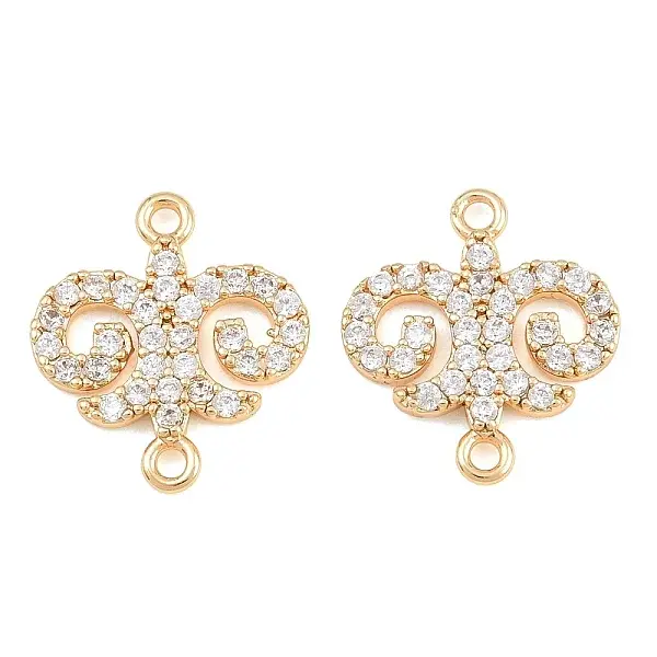 Brass Micro Pave Clear Cubic Zirconia Connector Charms