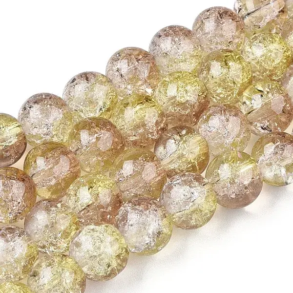 Spray Painted Crackle Glass Beads Strands