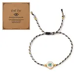 Adjustable 304 Stainless Steel Enamel Evil Eye Cotton Cord Braided Bead Bracelets