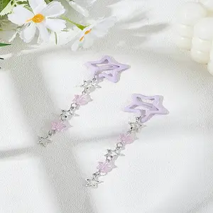 2Pcs Star Alloy & Acrylic & Iron Snap Hair Clips