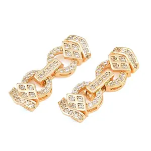 Brass Micro Pave Clear Cubic Zirconia Fold Over Clasps