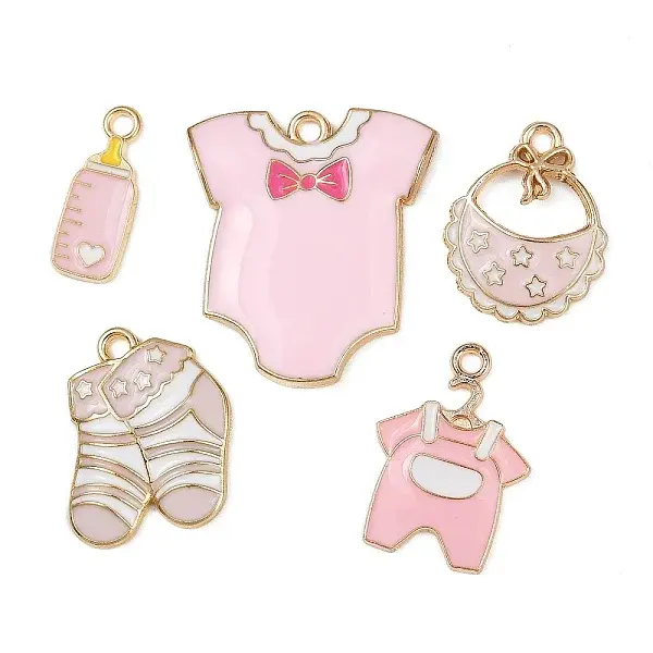 10Pcs 5 Styles Alloy Enamel Pendants