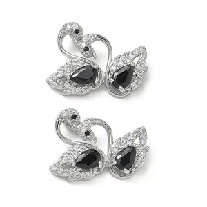 Brass Micro Pave Black Cubic Zirconia Pendants