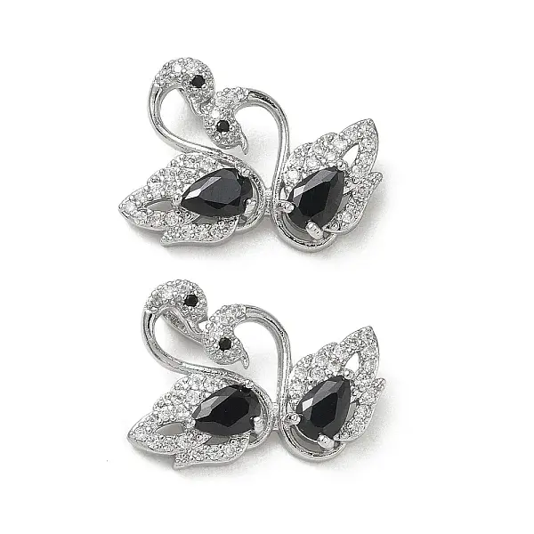 Brass Micro Pave Black Cubic Zirconia Pendants