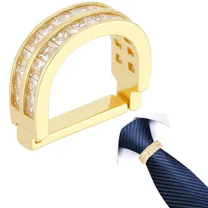 Brass Pave Clear Cubic Zirconia Tie Clips
