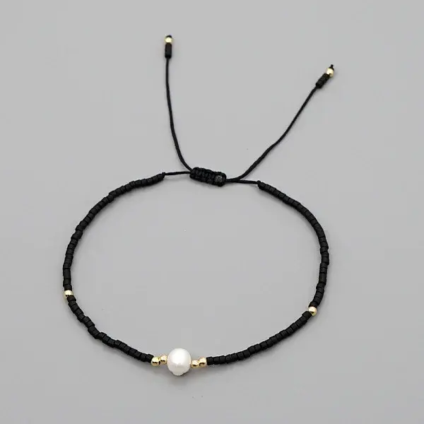 Adjustable Glass Seed Bead Braided Bead Bracelets for Women