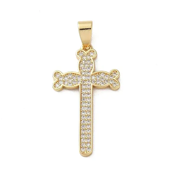 Brass Micro Micro Pave Clear Cubic Zirconia Pendants