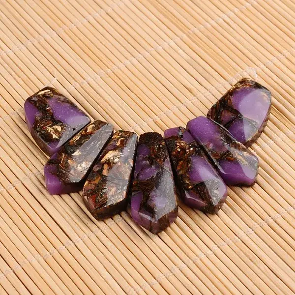 Assembled Dyed Synthetic Imperial Jasper and Bronzite Pendants