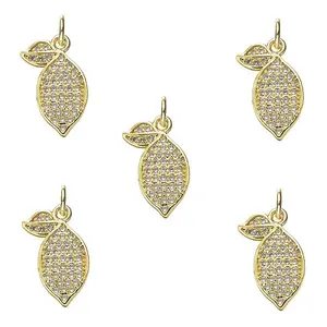 5Pcs Brass Micro Pave Cubic Zirconia Pendants