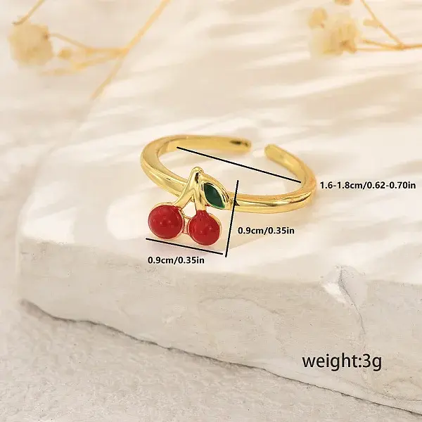 Fruit Themes Brass Cuff Open Rings for Women