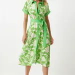 Happiness İstanbul Women's Vibrant Green Floral Summer Slim Viscose Dress