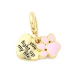 Brass Pink Enamel European Dangle Charms