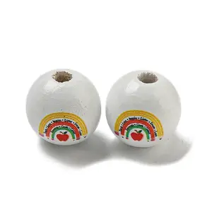 School Theme Printed Wood European Beads