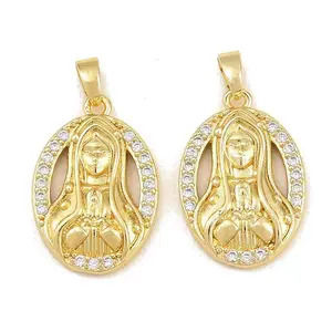 Brass Micro Pave Clear Cubic Zirconia Pendants