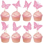 Paper & Glitter Sequins Cake Toppers with Bamboo Stick