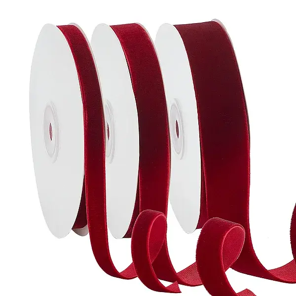 3 Rolls 3 Styles Single Face Velvet Ribbon